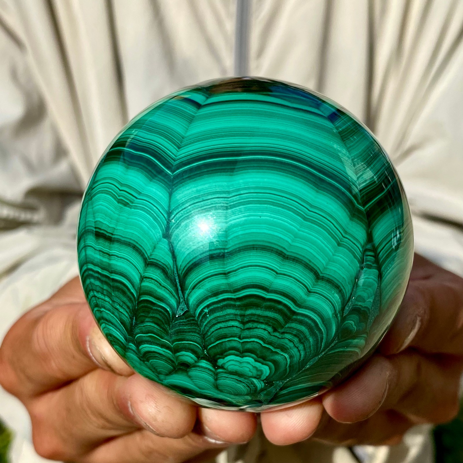 1.56LB Rare Natural Malachite quartz hand Carved sphere Crystal Healing