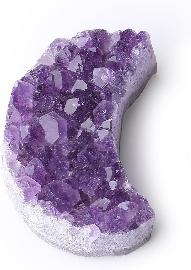Natural Amethyst Geode Moon Crystal Cluster Quartz Healing Stone Home Decor Gift