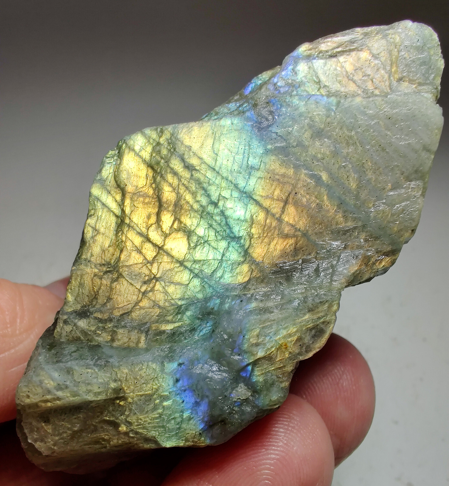Labradorite with great color flash. From Madagascar. 180 grams.