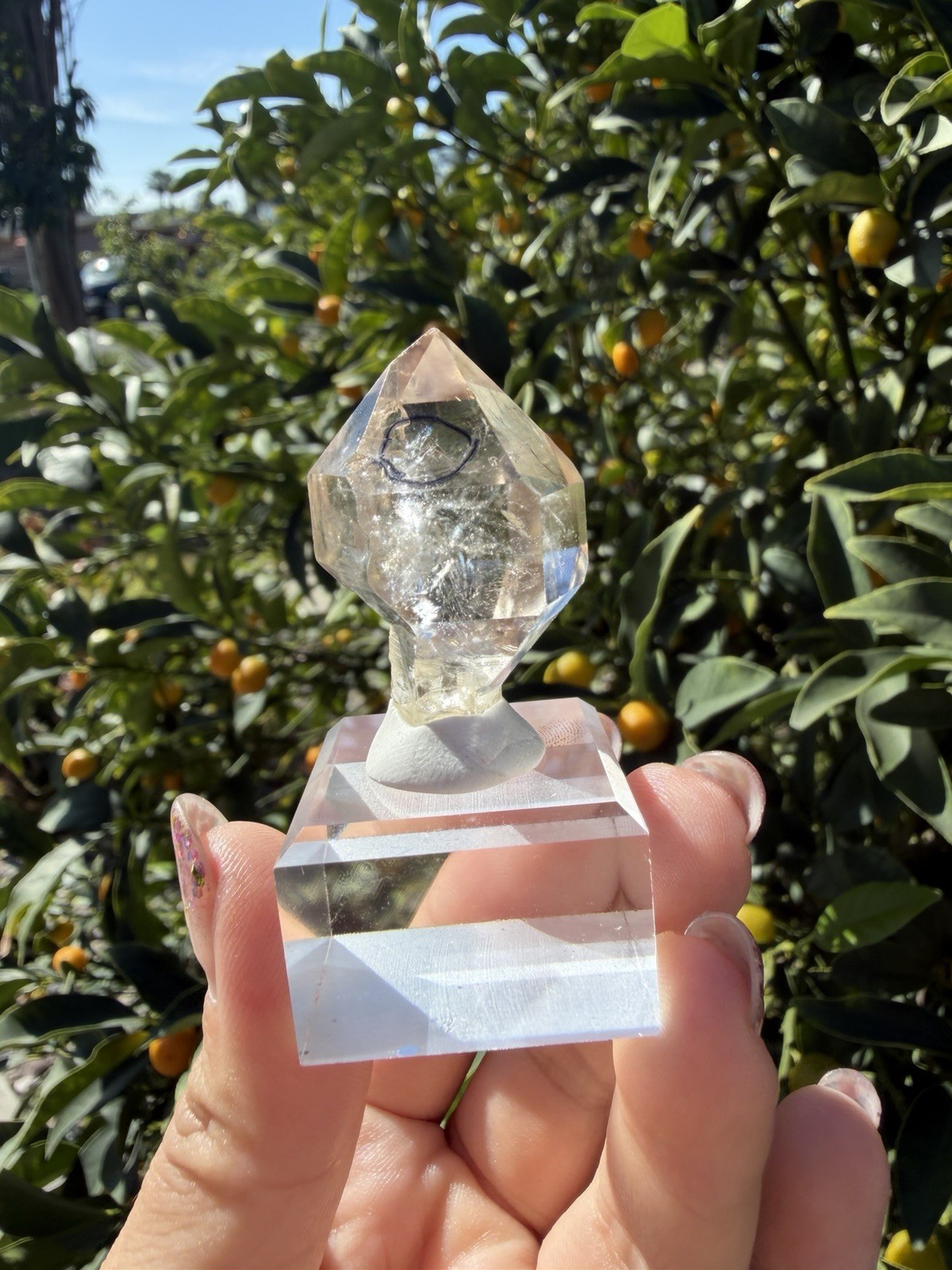 Natural Enhydro Quartz Crystal with Moving Water Bubble,A326