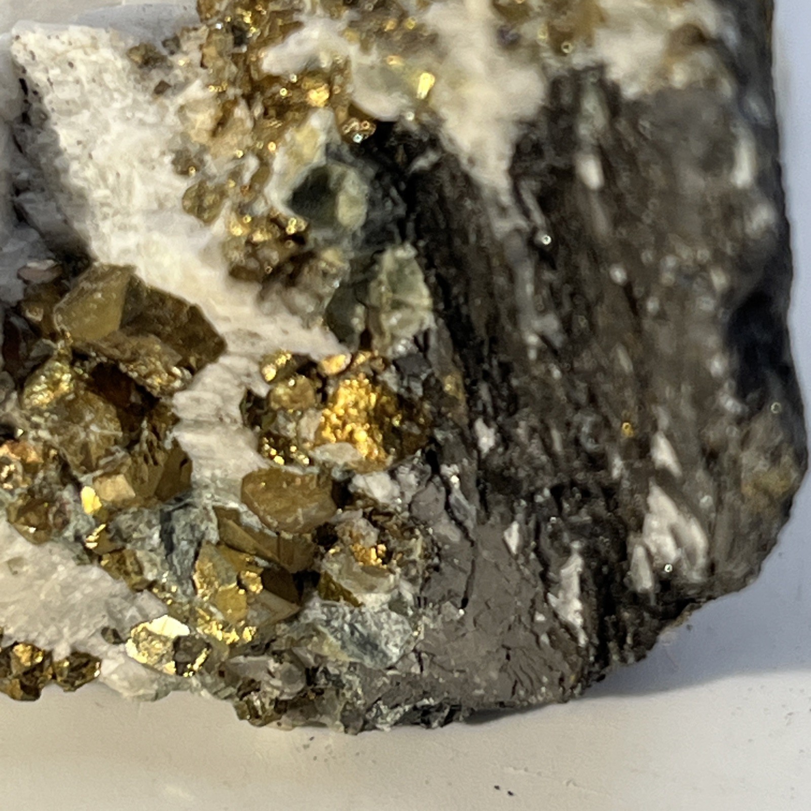 175g Rare Golden Chalcopyrite Iron Pyrite Gemstone Mineral Specimen in Calcite