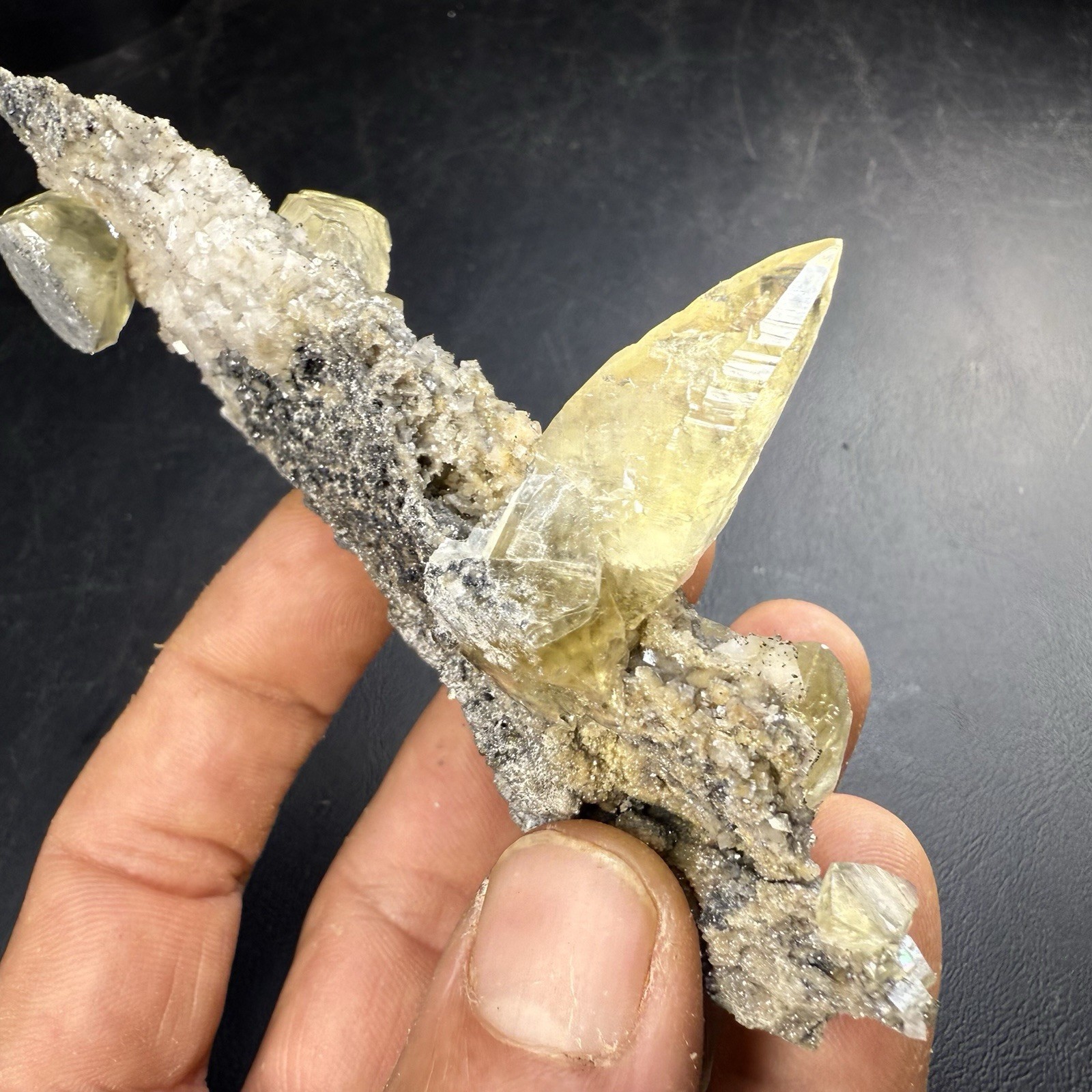 Calcite Crystals with Chalcopyrite Pyrite & Dolomite on Matrix / Missouri
