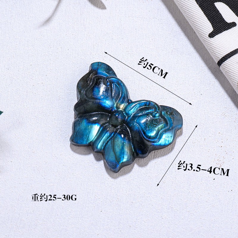 Natural Crystal Blue Light Moonstone Nine Tailed Fox Rose Ornament