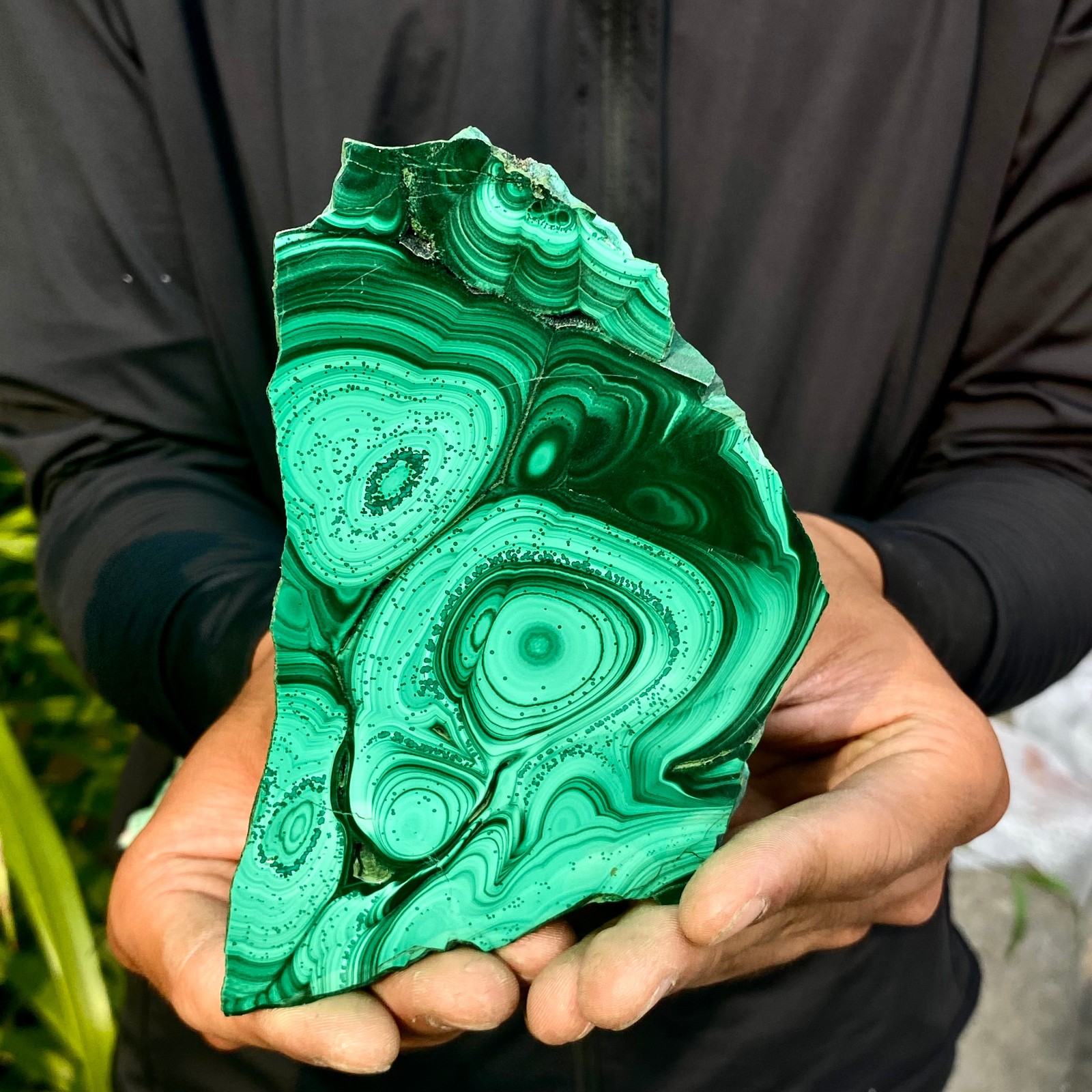 1.1LB Natural malachite slice quartz crystal luster mineral specimen
