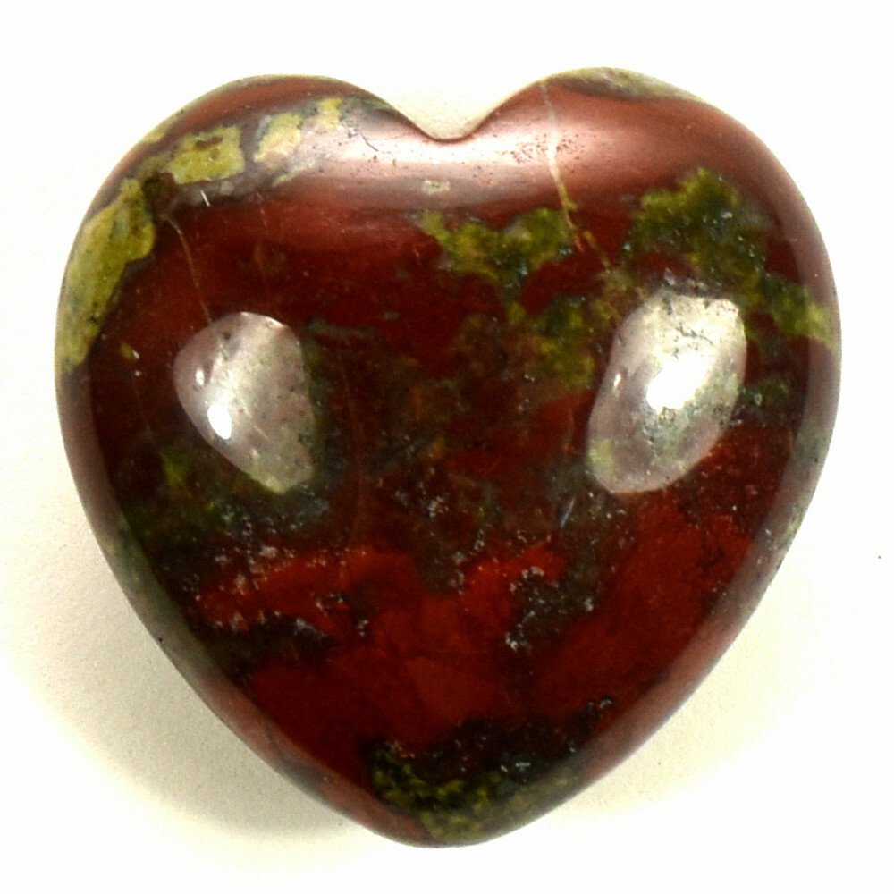 Pair 30mm Dragon Blood Stone Puffy Hearts Red Green Gemstone Crystal Africa 2PCS