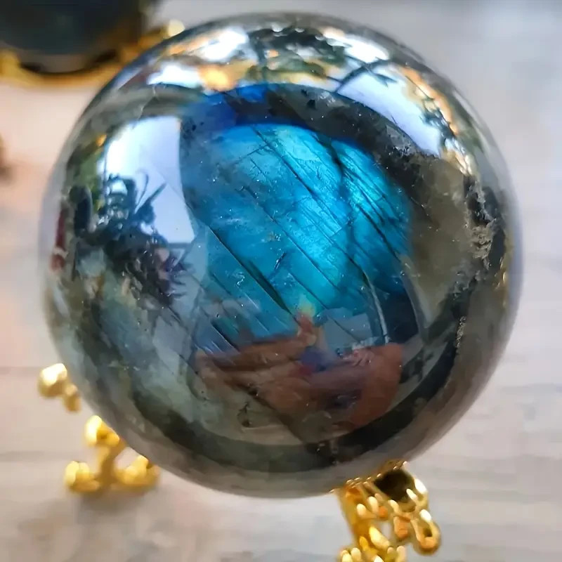 Large Natural Labradorite Sphere Polished Handcraft Ball Blue 2.76-3.15in 7-8 cm