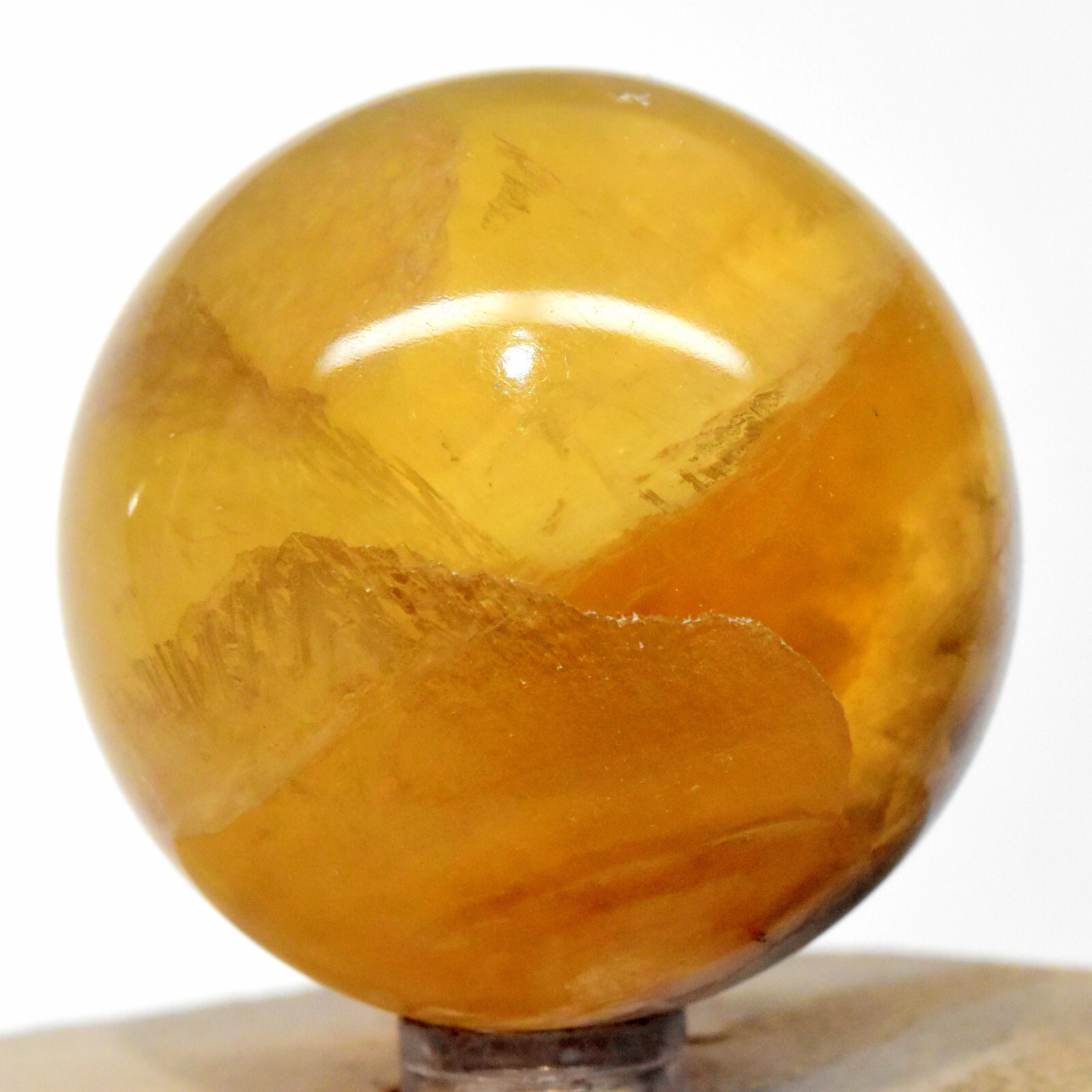 52mm Golden Fluorite Sphere Natural Crystal Fluorescent Mineral Gemstone – India