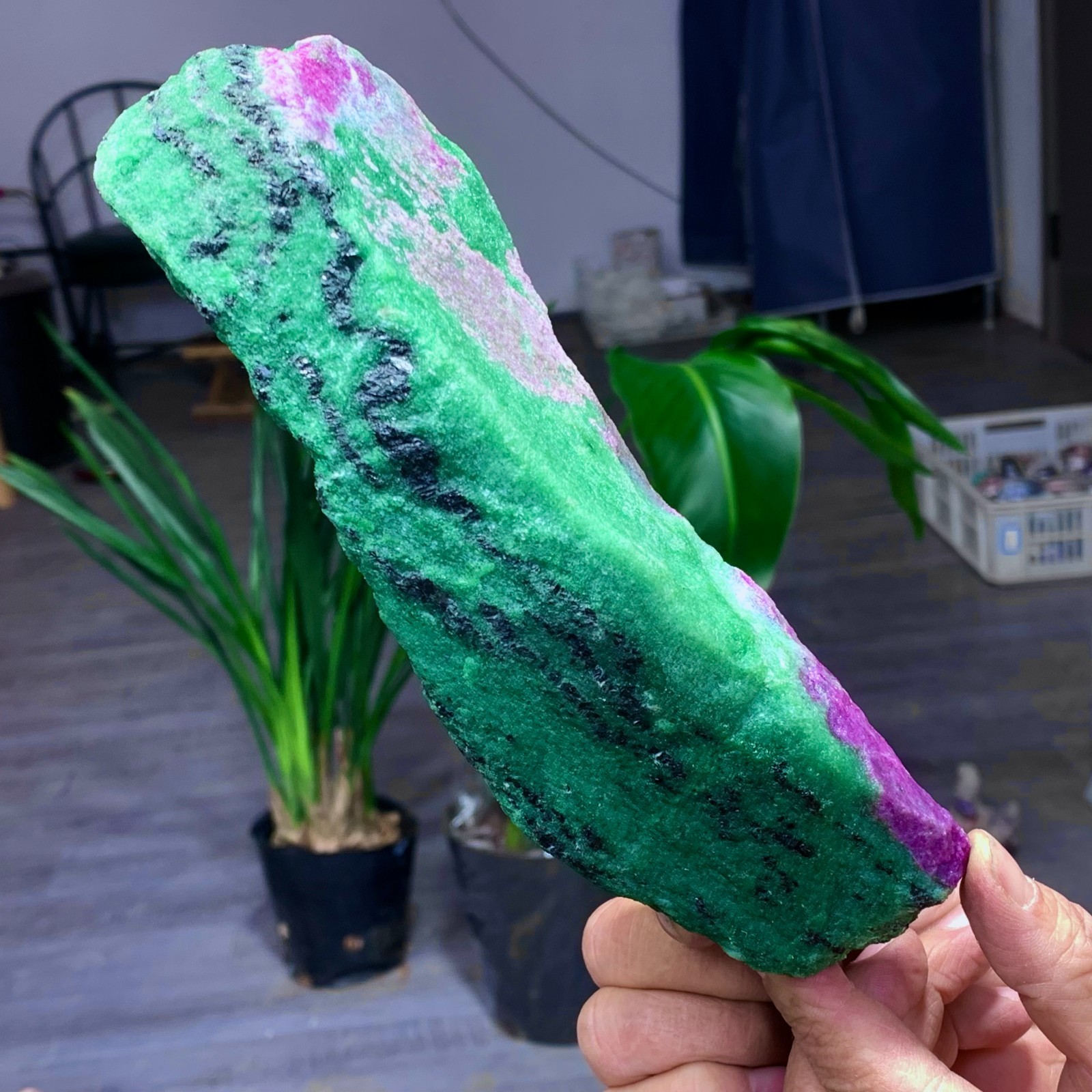 2.54LB Natural green Ruby zoisite (anylite) crystal Chakra Healing Energy A763