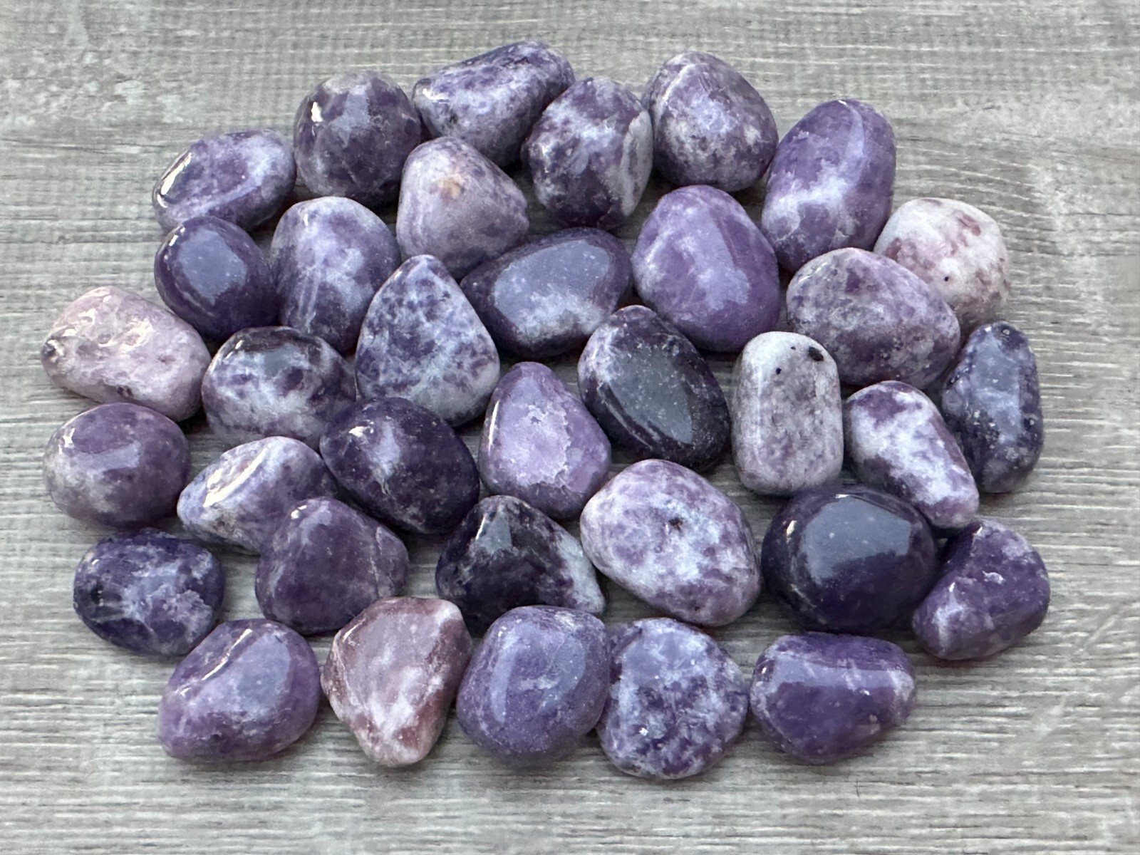 Grade A++ Lepidolite Tumbled Stones 0.75-1.25 Inch, Wholesale Bulk Lot