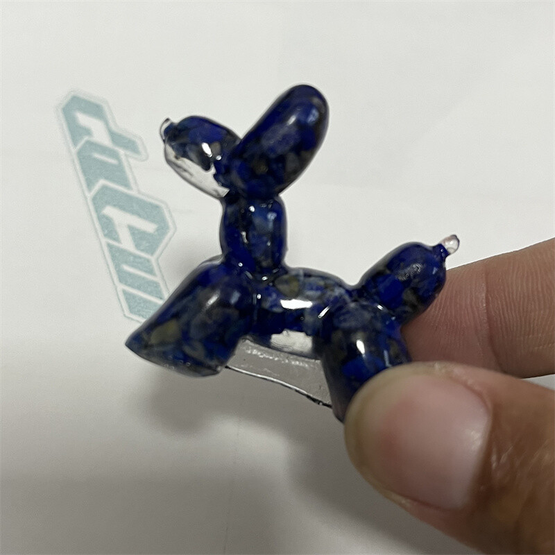 5pcs Natural Quartz Crystal Balloon Dog Healing Chip Stone Epoxy Resin Figurine
