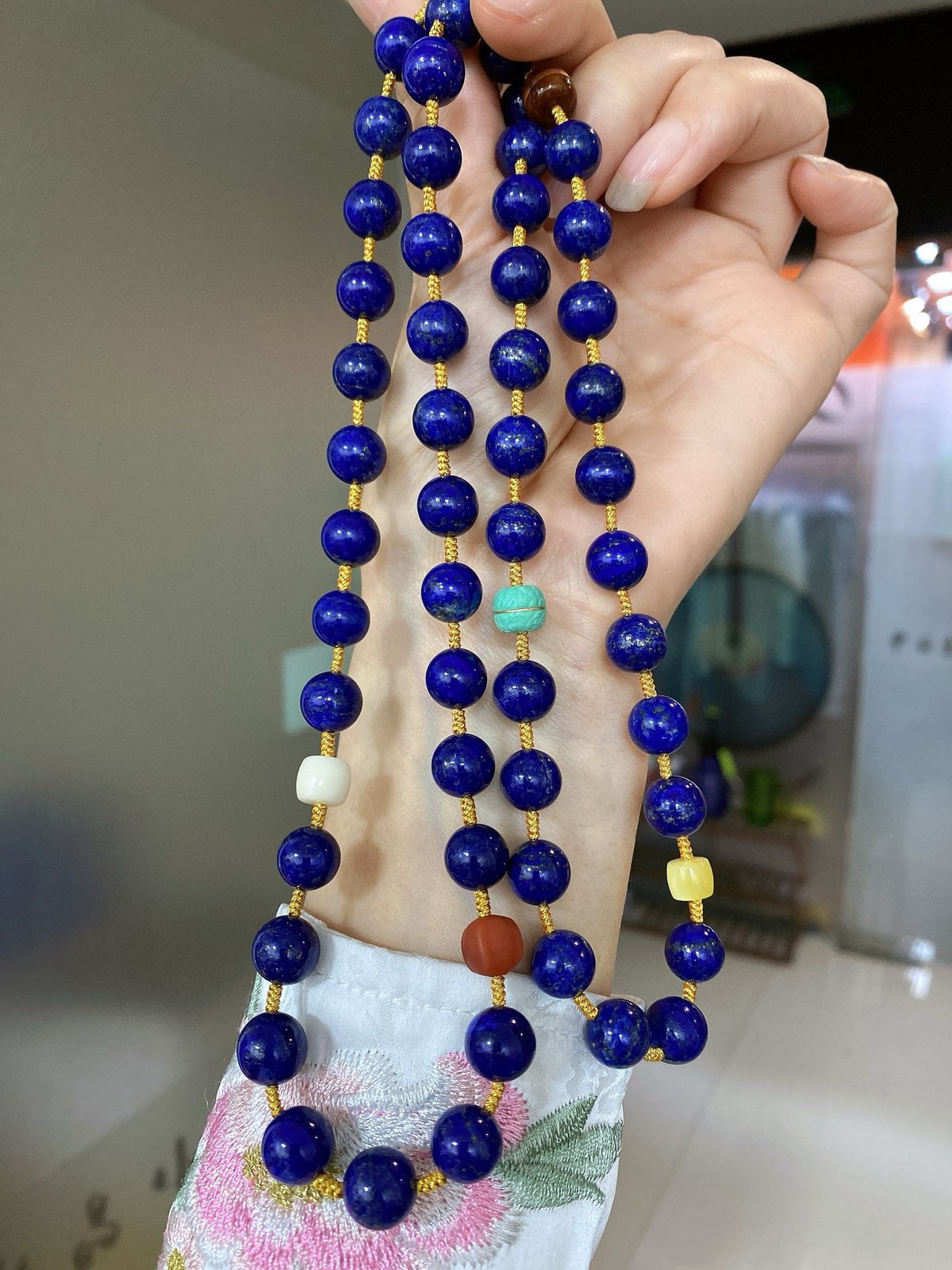 Dainty Natural Lapi Bead Sweater Chain Mixed Small Stones Casual Fashion Jewelry
