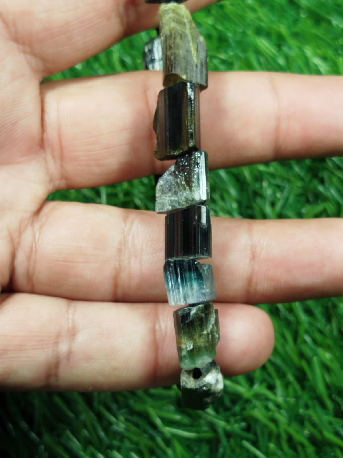 27 Grams Green Cap Tourmaline Stackable Bracelet From Skardu Pakistan