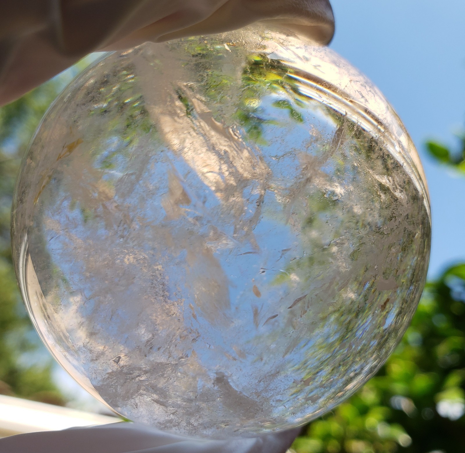 2.3″ Clear Quartz Natural Crystal Ball Sphere Orb Rainbows Phantom, 288g