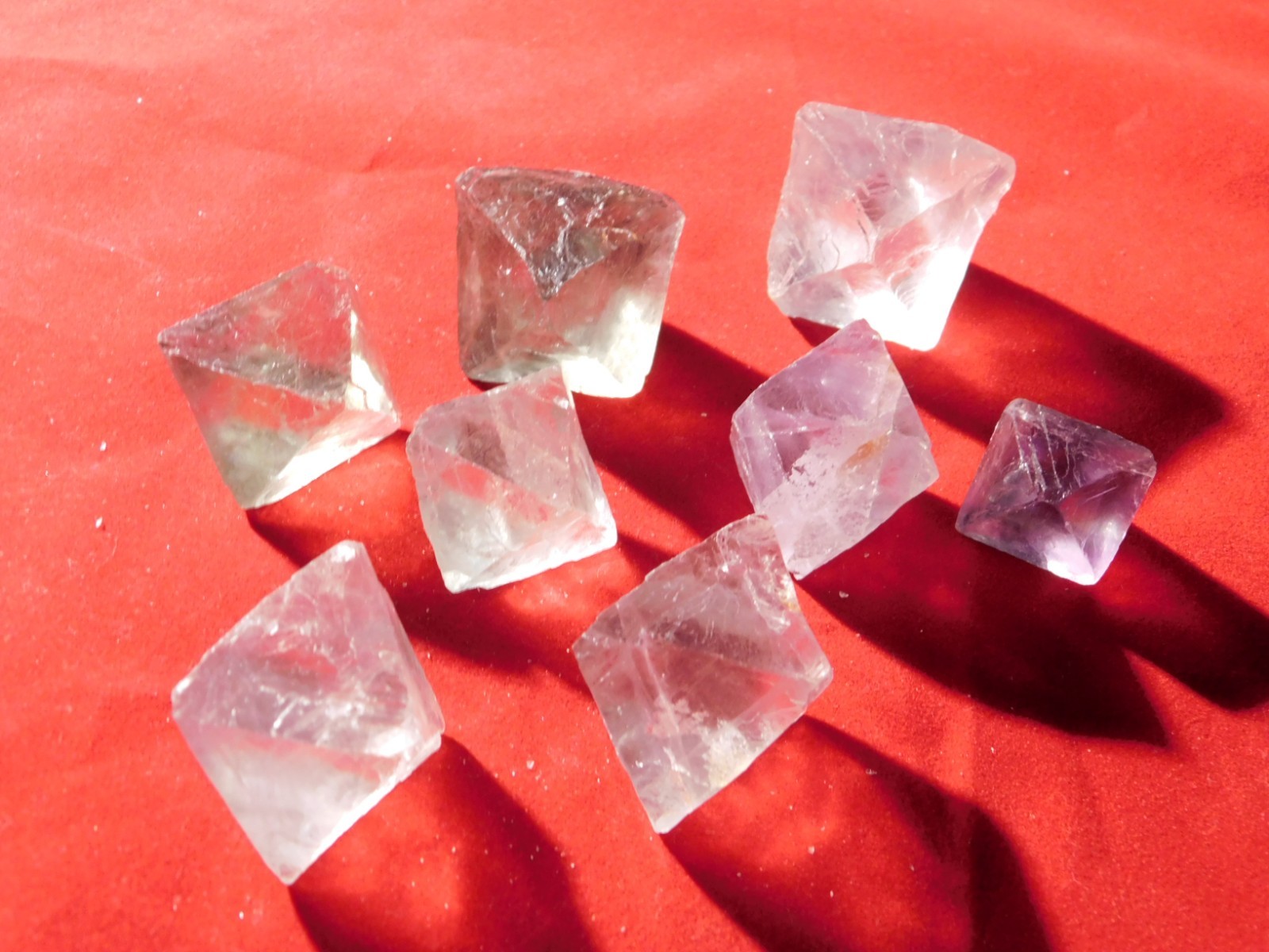 Big Lot of EIGHT! Translucent Octahedron FLUORITE Crystals From China 344gr