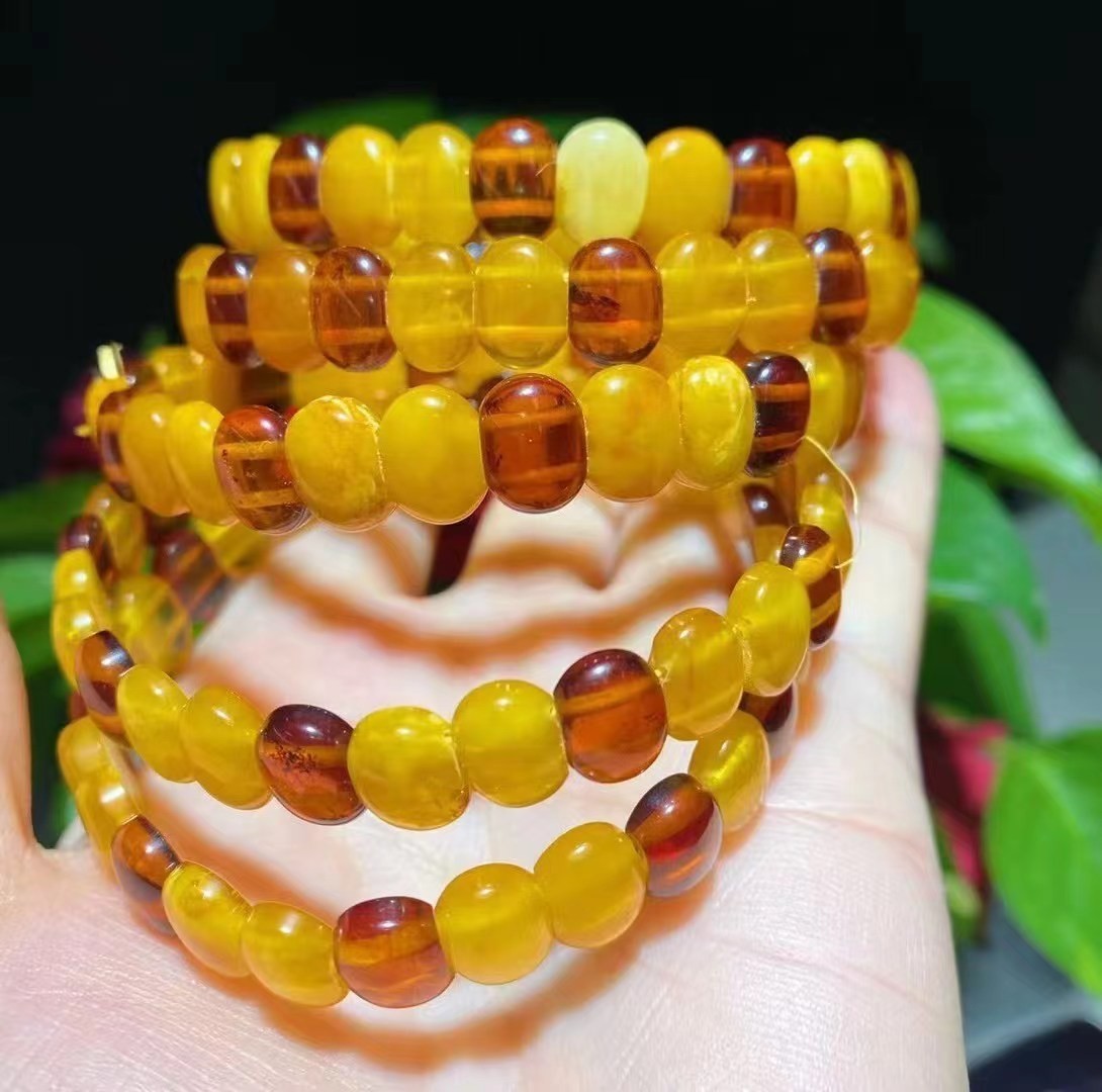 1pc Baltic Honey Amber Beaded Beautiful Stretch Bracelet blood amber 10mm