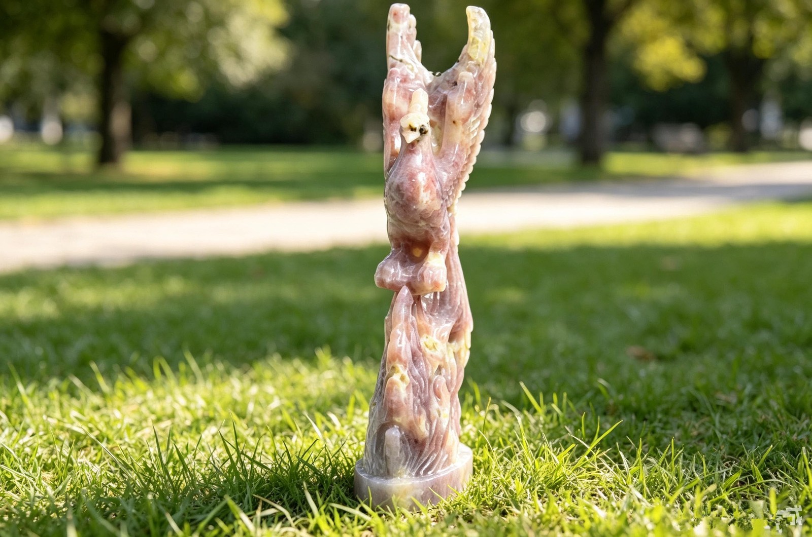 Hand Carved Sesame Stone Phoenix Figurine, Natural Crystal Phoenix Statue Decor