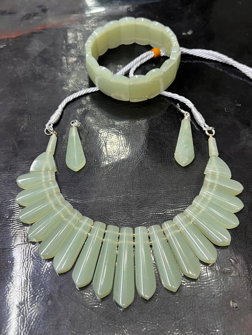 High Grade Natural Grape Jade Jewelry Set | Handmade Necklace, Earrings & Bracel