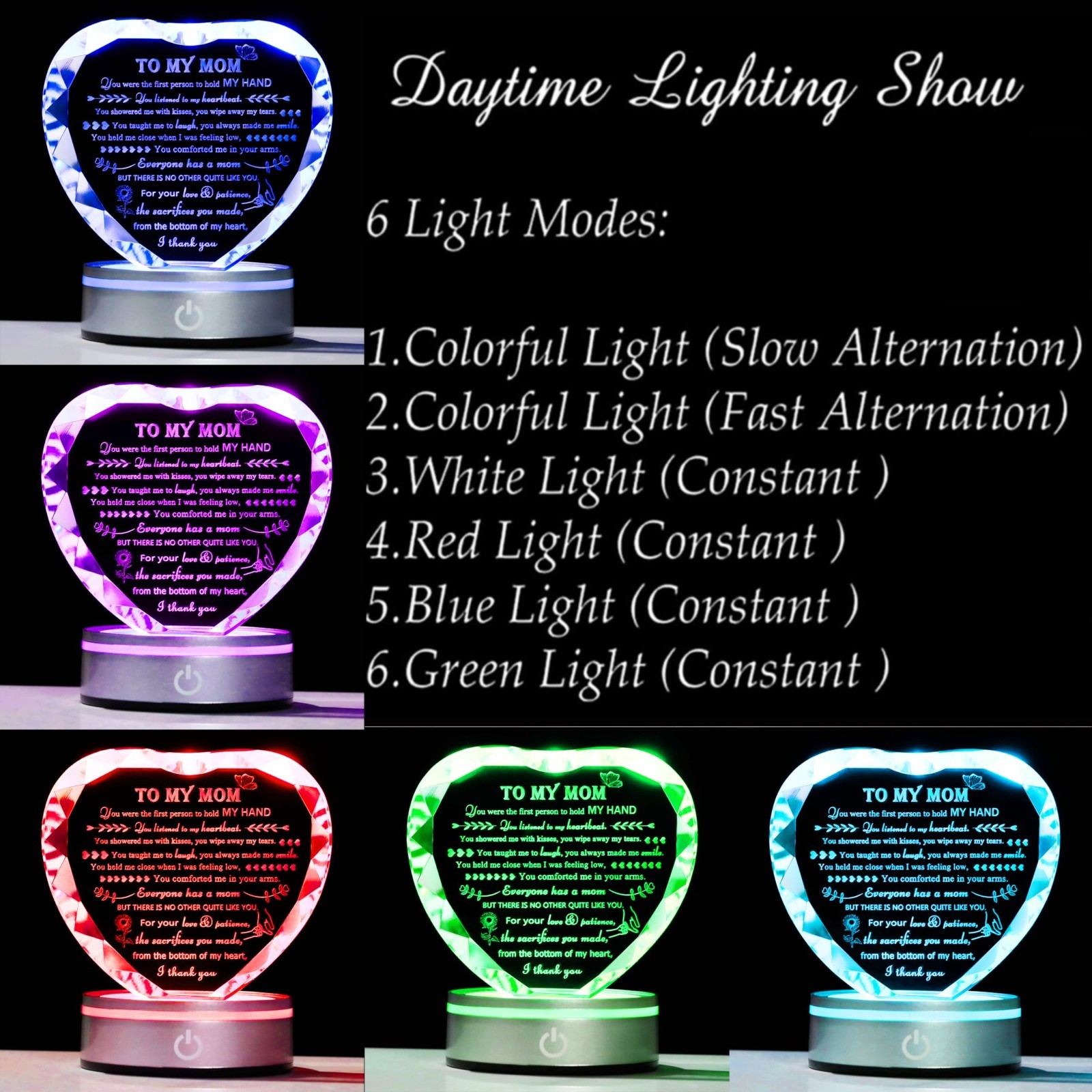Unique Crystal Engraved Mom Gifts – LED Light Base, Funny Birthday & Anniversary