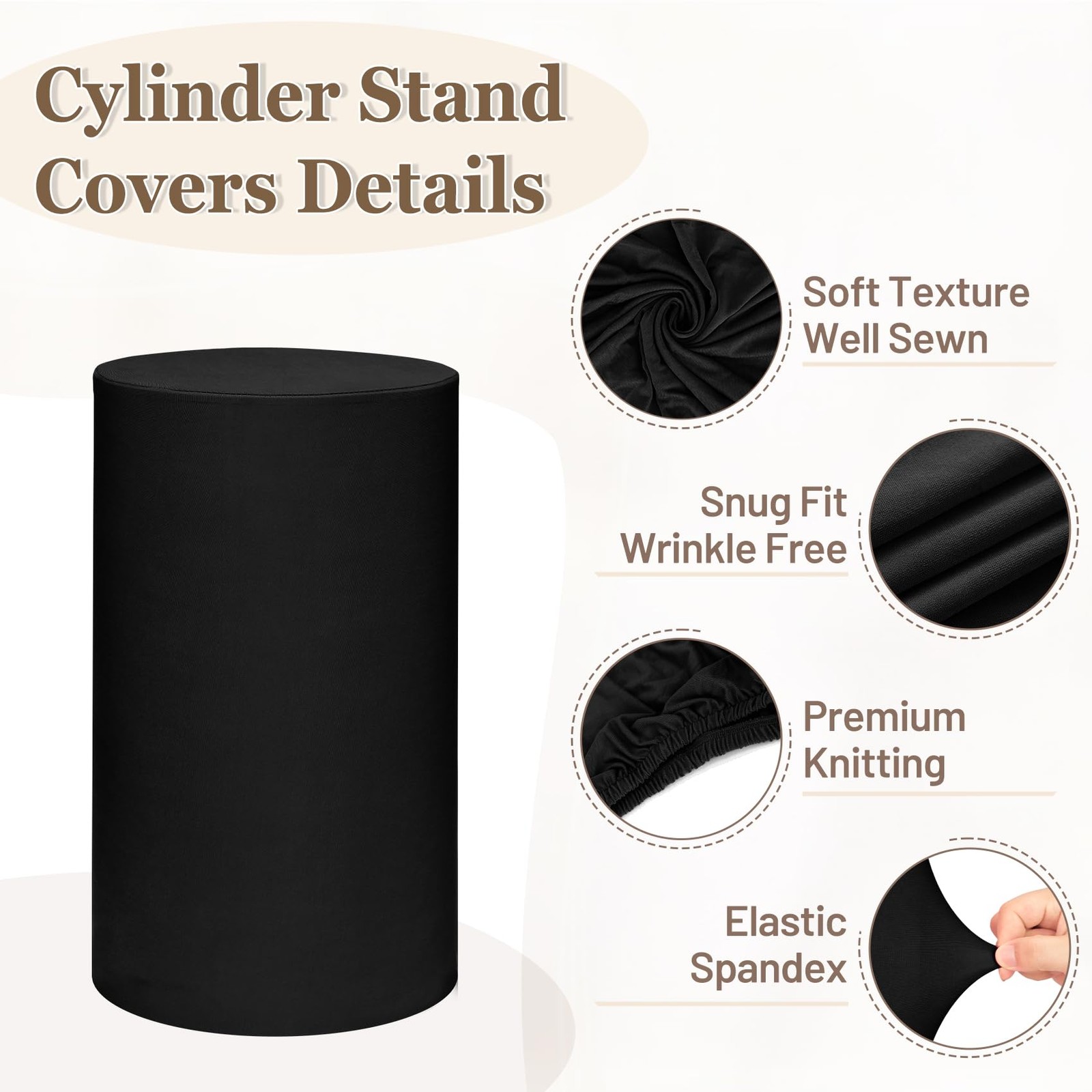 Cylinder Pedestal Stand Covers Set of 3 Spandex Display Pedestal Covers Round…