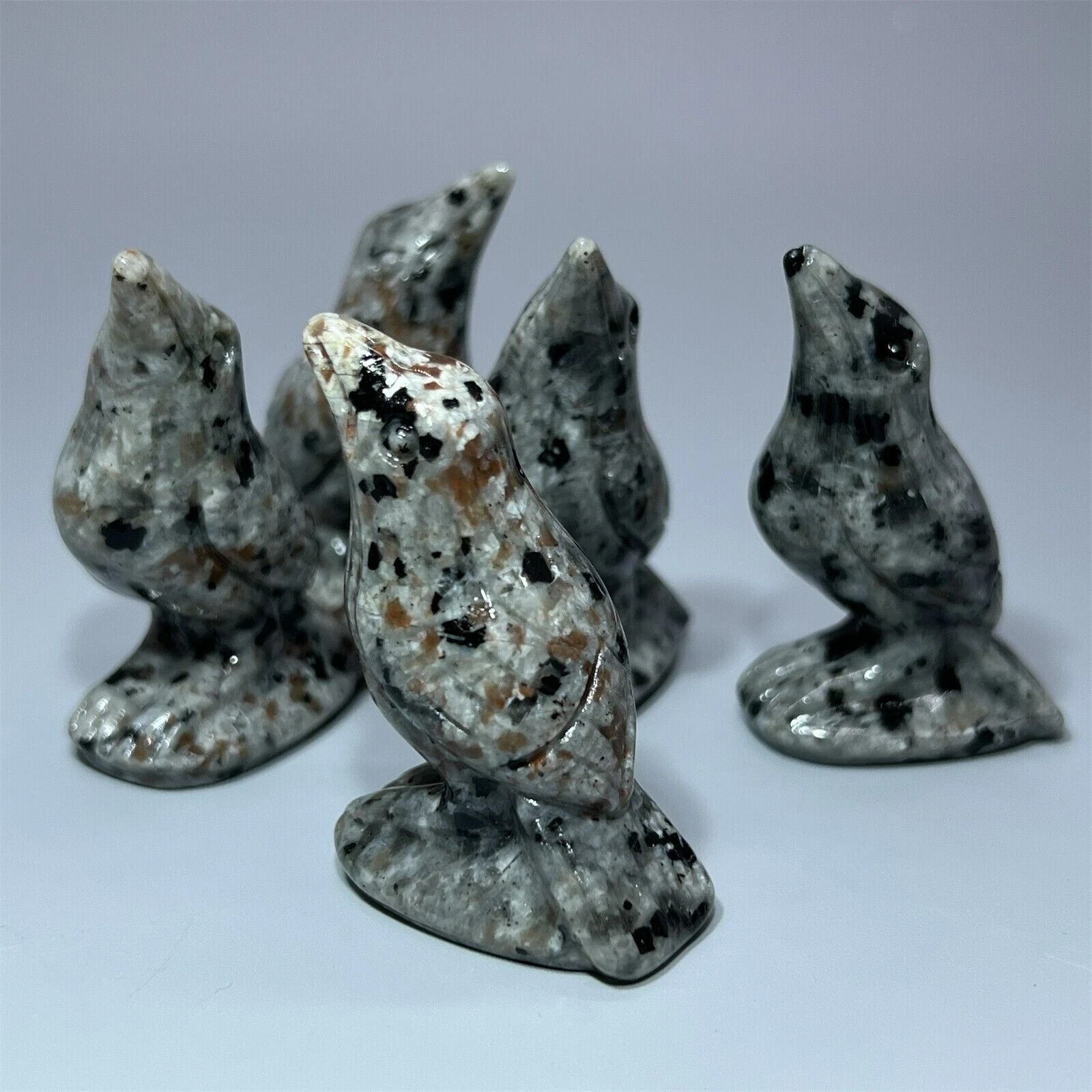 Natural Yooperlite Stone Crow UV Reactive Sodalite Raven Statue Handmade Decor