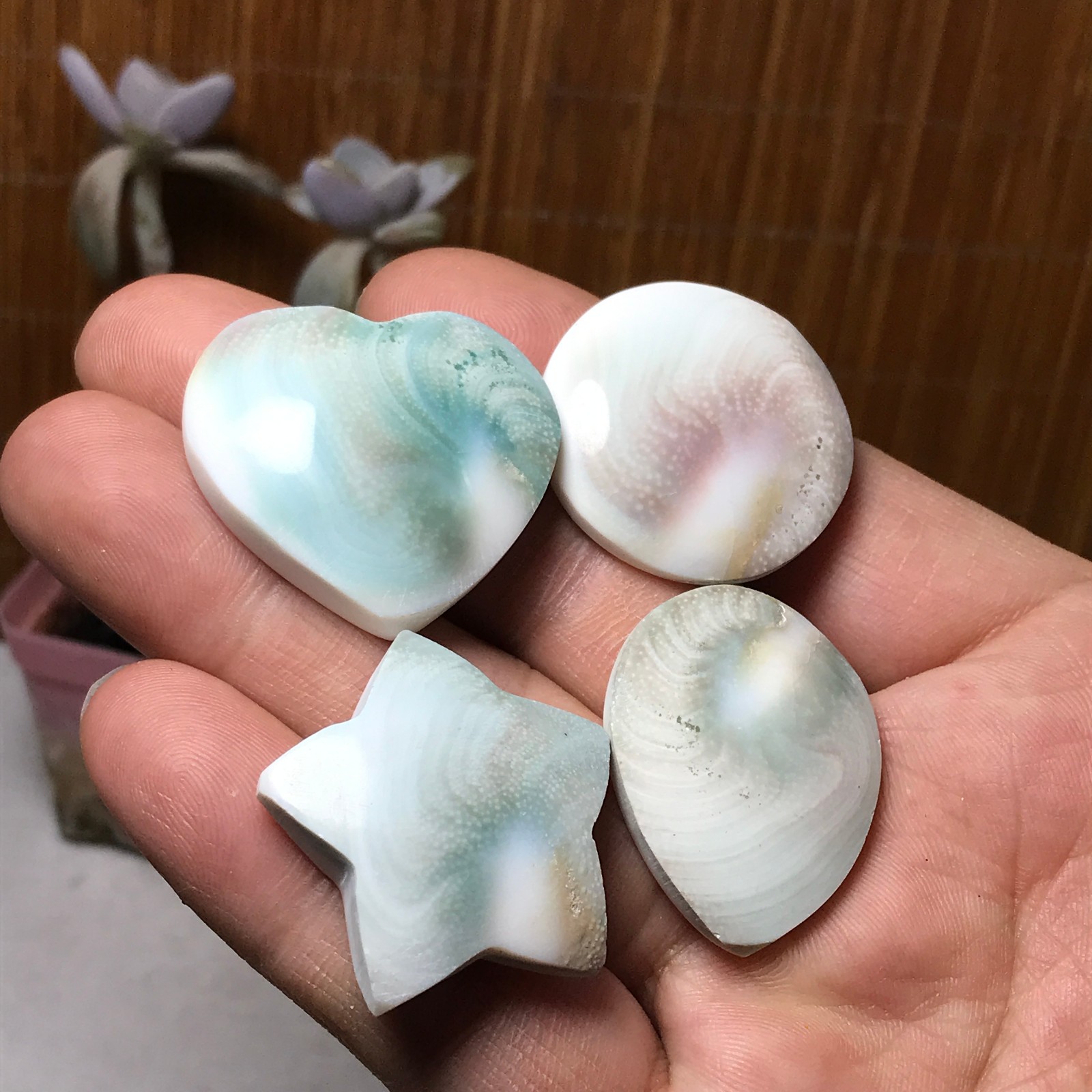 4Pcs Natural sun shell star Heart Reiki Shiva Eye ocean quartz carve A3340