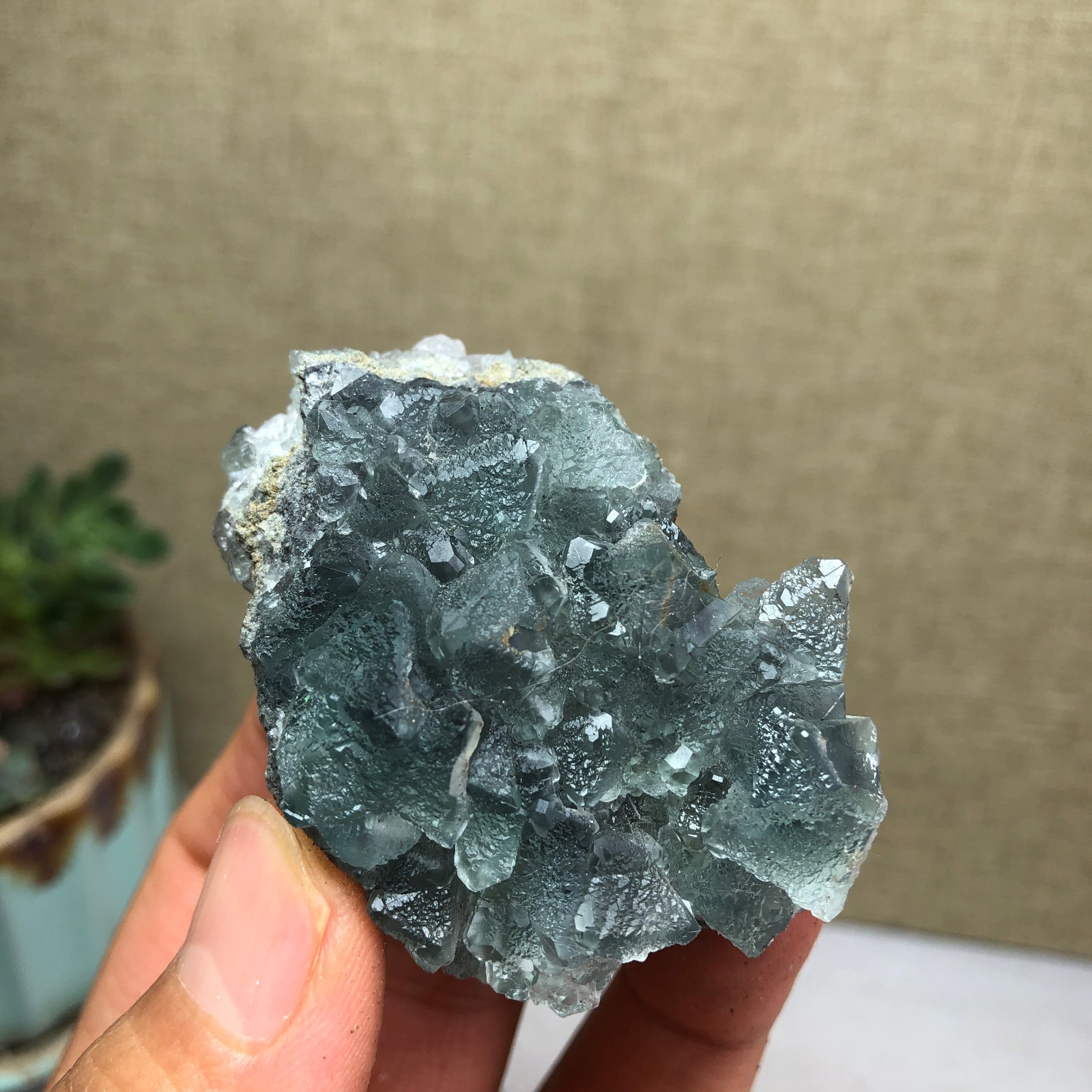 70g NATURAL Green Cubic FLUORITE Crystal Cluster Mineral Specimen A4740