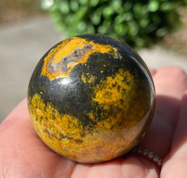 Bumblebee Jasper Crystal Sphere #W- 37mm Black yellow jasper Indonesia Old Stock