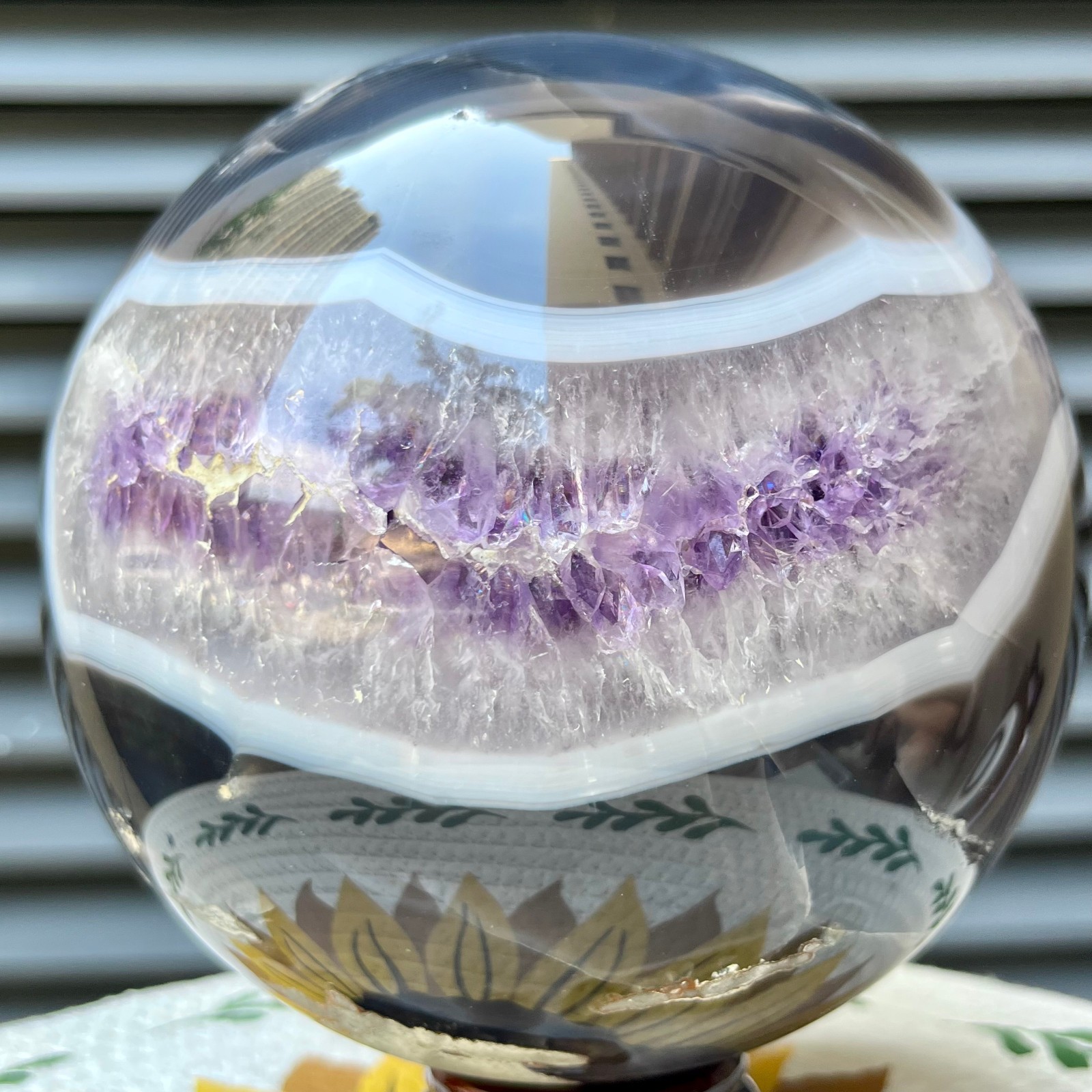 9.9 lb Natural Amethyst Geode Sphere Crystal Druzy Ball Gift Display Decor