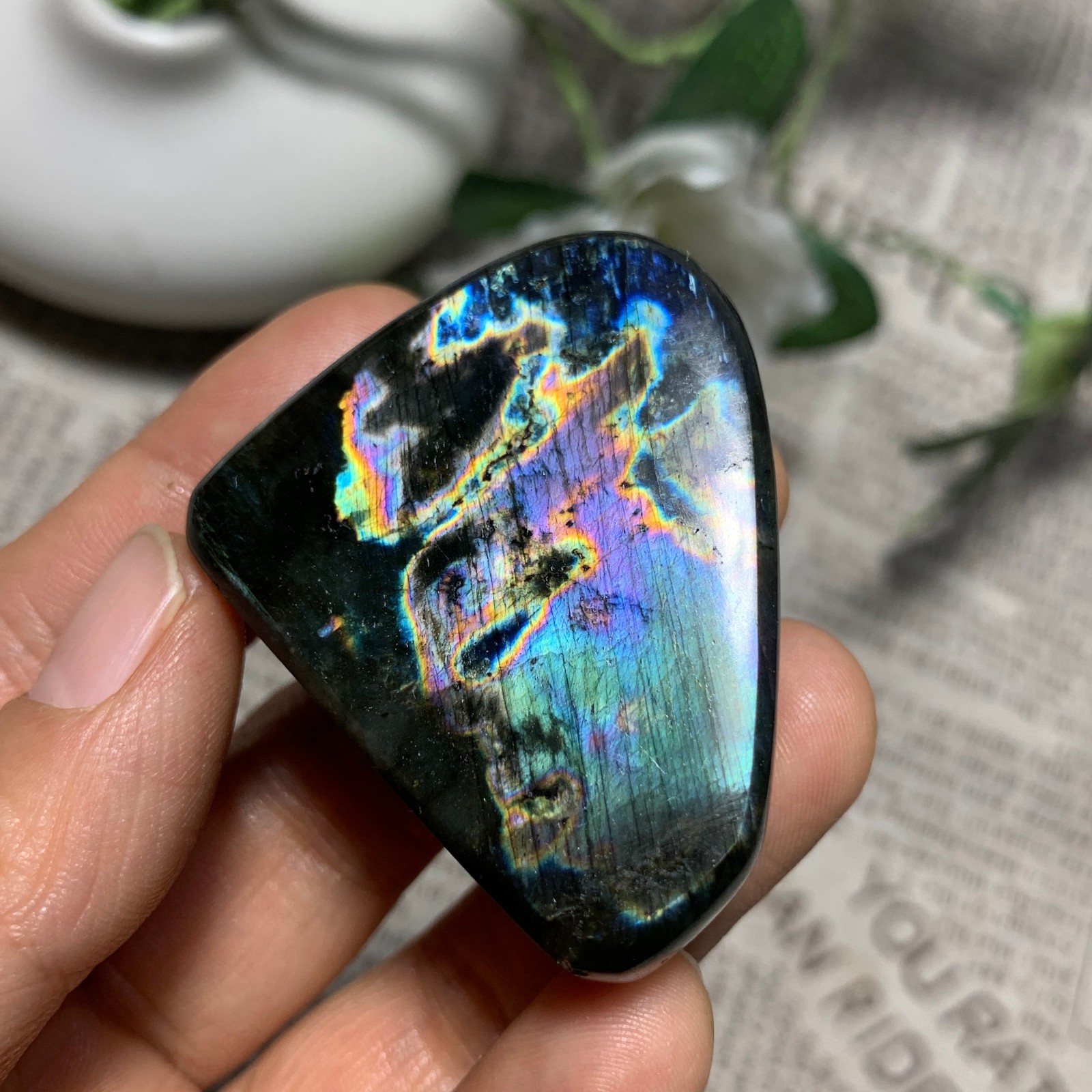 62g Natural Purple Labradorite Quartz Crystal Stone Specimen Healing