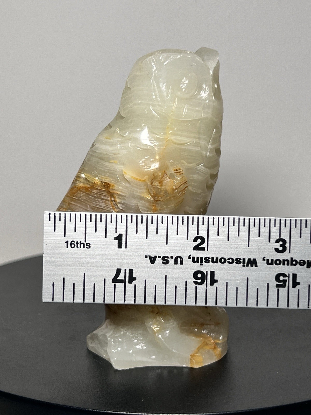 White & Green Calcite 3 Piece Set – Vase, Owl, & Star – see description for info