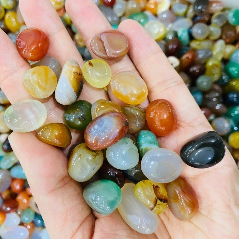200g Natural multicoloured agate stone degaussing stone with crystal particles