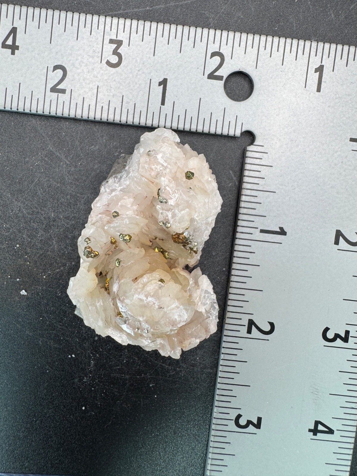 6722 Chalcopyrite on Pink Petal Calcite Hu Bei 44g