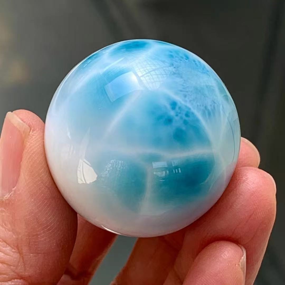 36mm Natural Larimar Gemstone sphere quartz polished ball Reiki energy