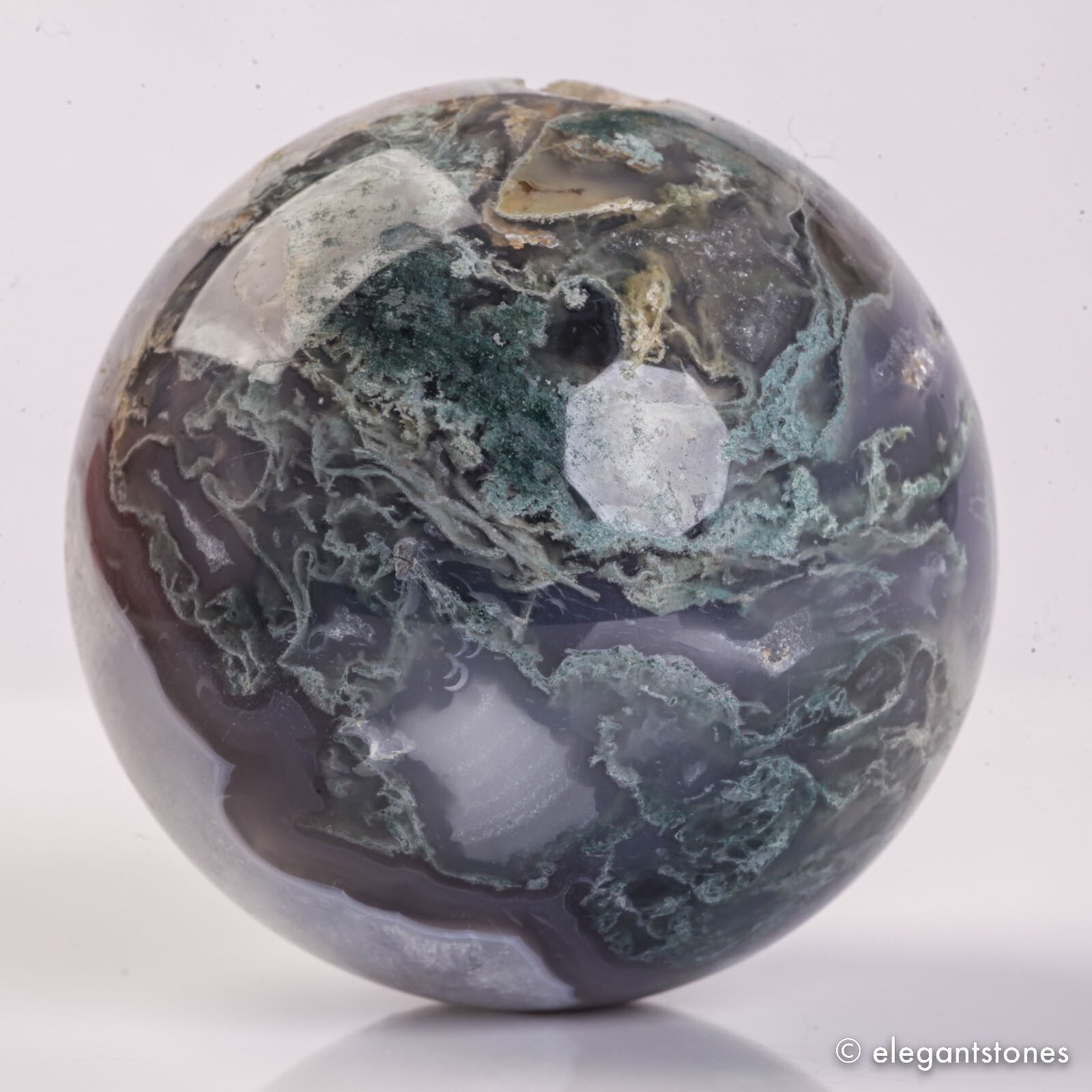 440g 69mm Moss Agate Sphere Crystal Natural Aquatic Plant Water Grass Reiki Ball