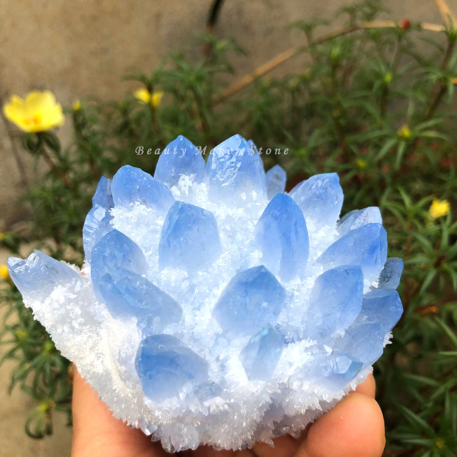 350G New Find Blue Phantom Quartz Crystal Cluster Mineral Specimen Healing Gift