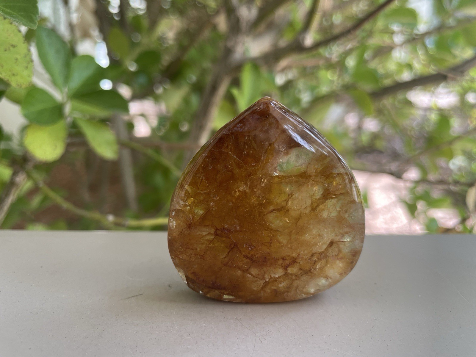 Fire Quartz Crystal/Gemstone Raindrop Freeform 60G 2″ x 2″