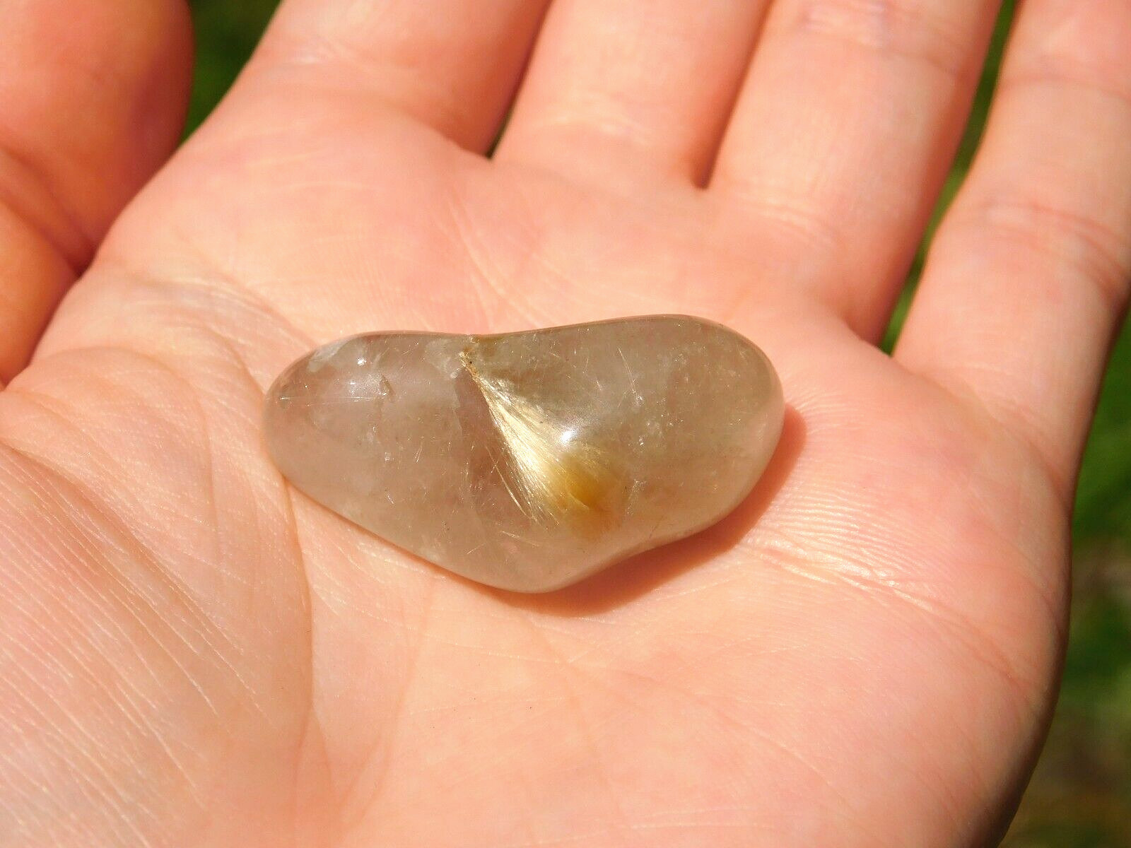 Clear Quartz Crystal with Gold Rutile Needles for Energy Healing and Meditation