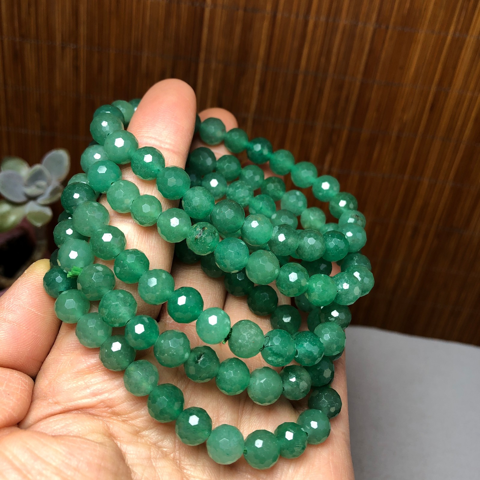 5Pcs Natural Aventurine Quartz bracelets Crystal ball sphere facet 8mm A3426