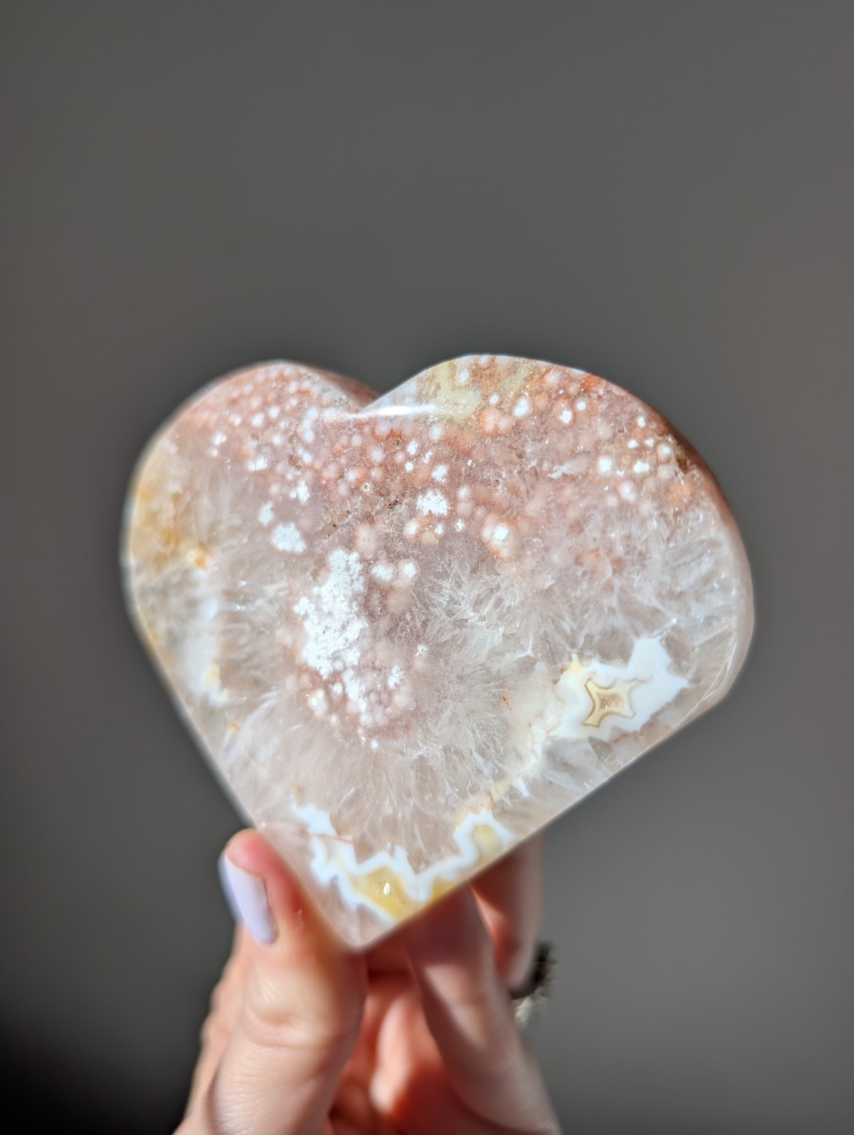 Pink Amethyst Heart Carving Crystal Gemstone Chakra Reiki 3.7 inches wide