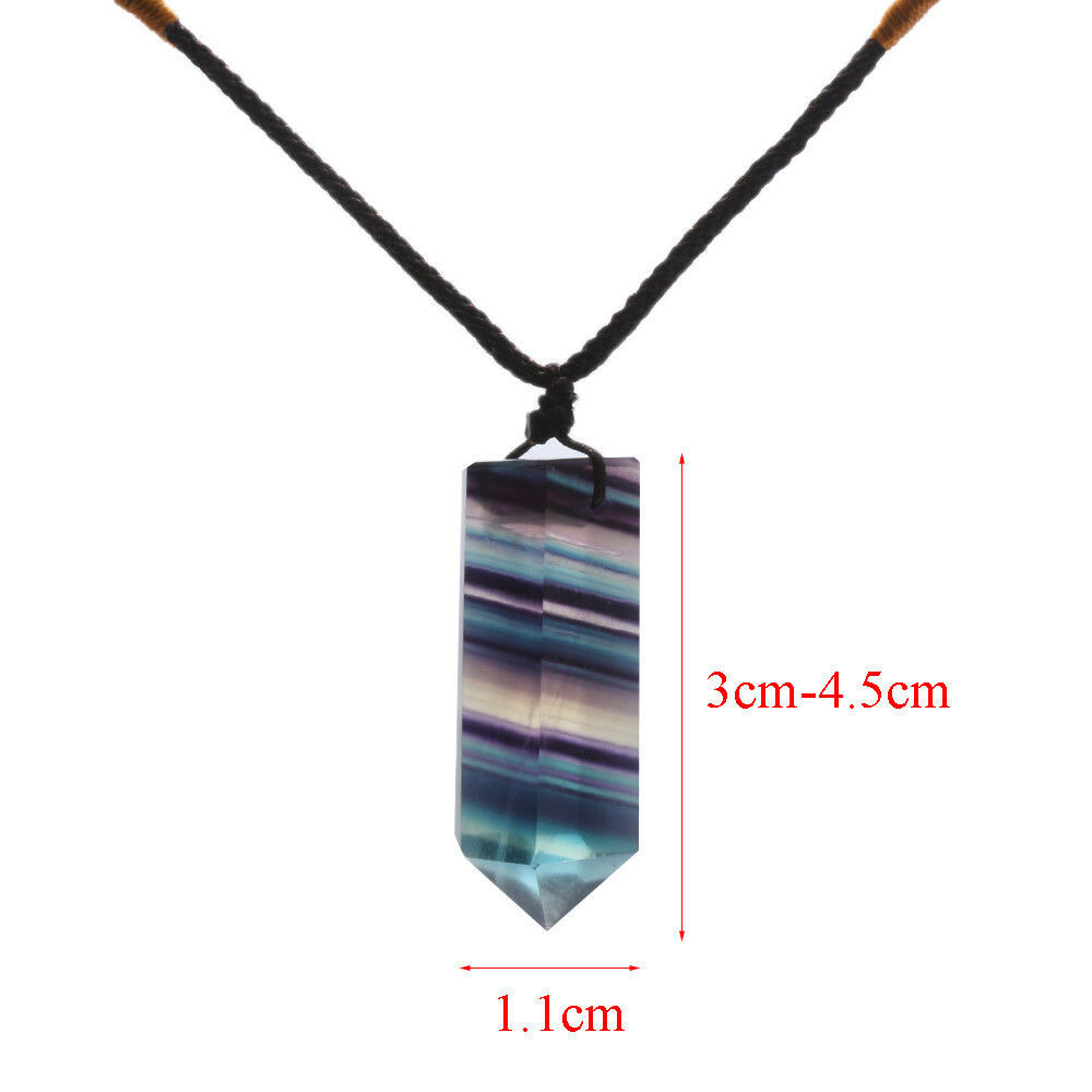 Gemstone Natural Fluorite Crystal Quartz Healing Chakra Stone Pendant Necklace