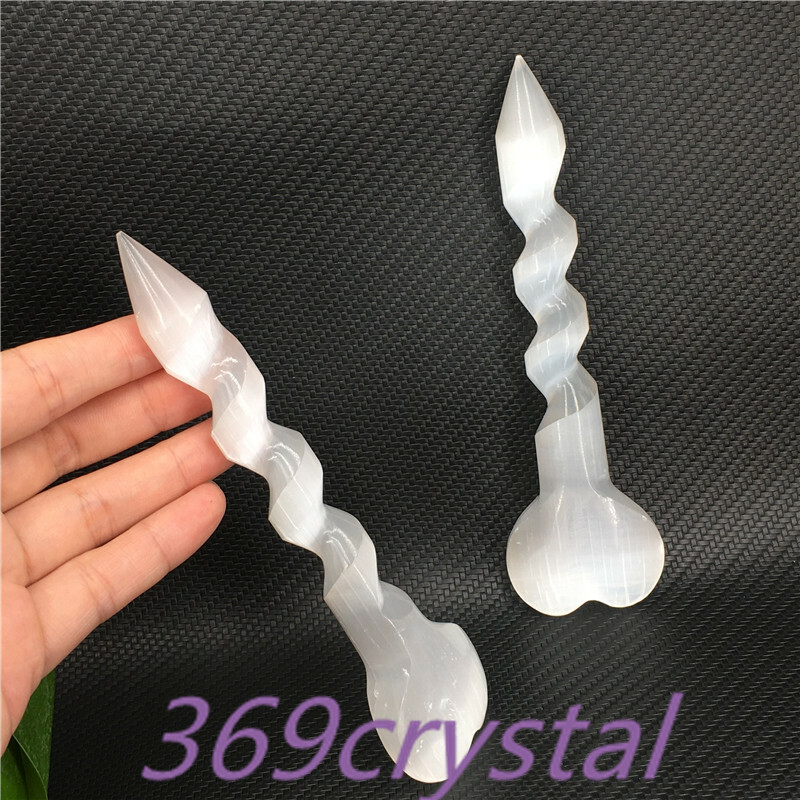 6″ Natural Selenite Heart Quartz Spiral Sword Obelisk Crystal Bar Reiki gift 1pc