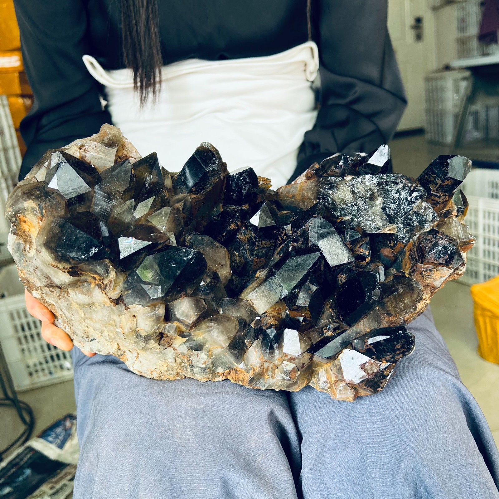 15LB Natural crystal smokey Cluster specimen reiki healing Decoration