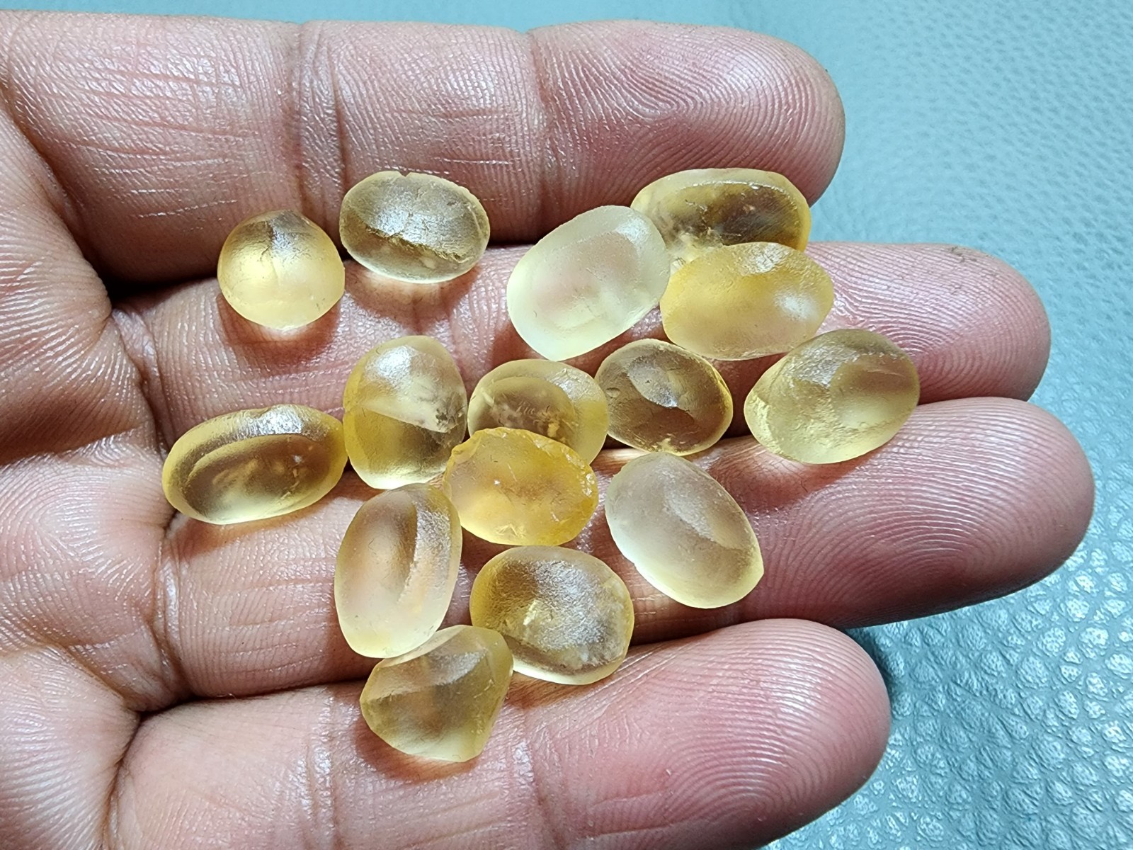 15pcs Top A+ Golden Citrine Topaz 10-13 MM Faceted Oval Cabochon Loose Gemstone