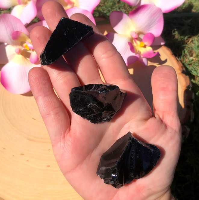 5PCS Raw Black Obsidian Stone Protection Healing Gemstone The Ultimate Guardian