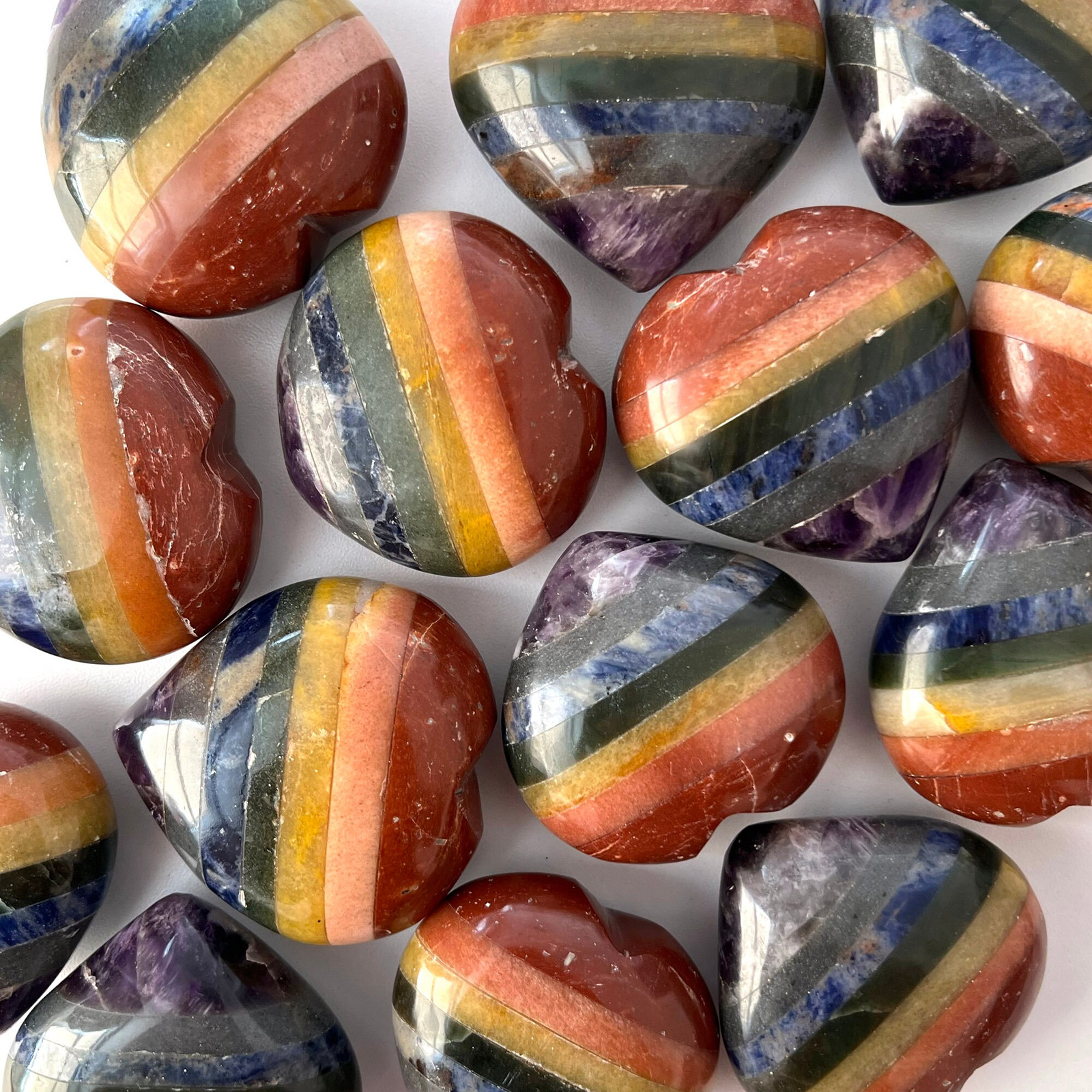 7 Chakra Bonded Heart | Balance | Harmony | Amethyst | Gray Agate | Lapis Lazuli