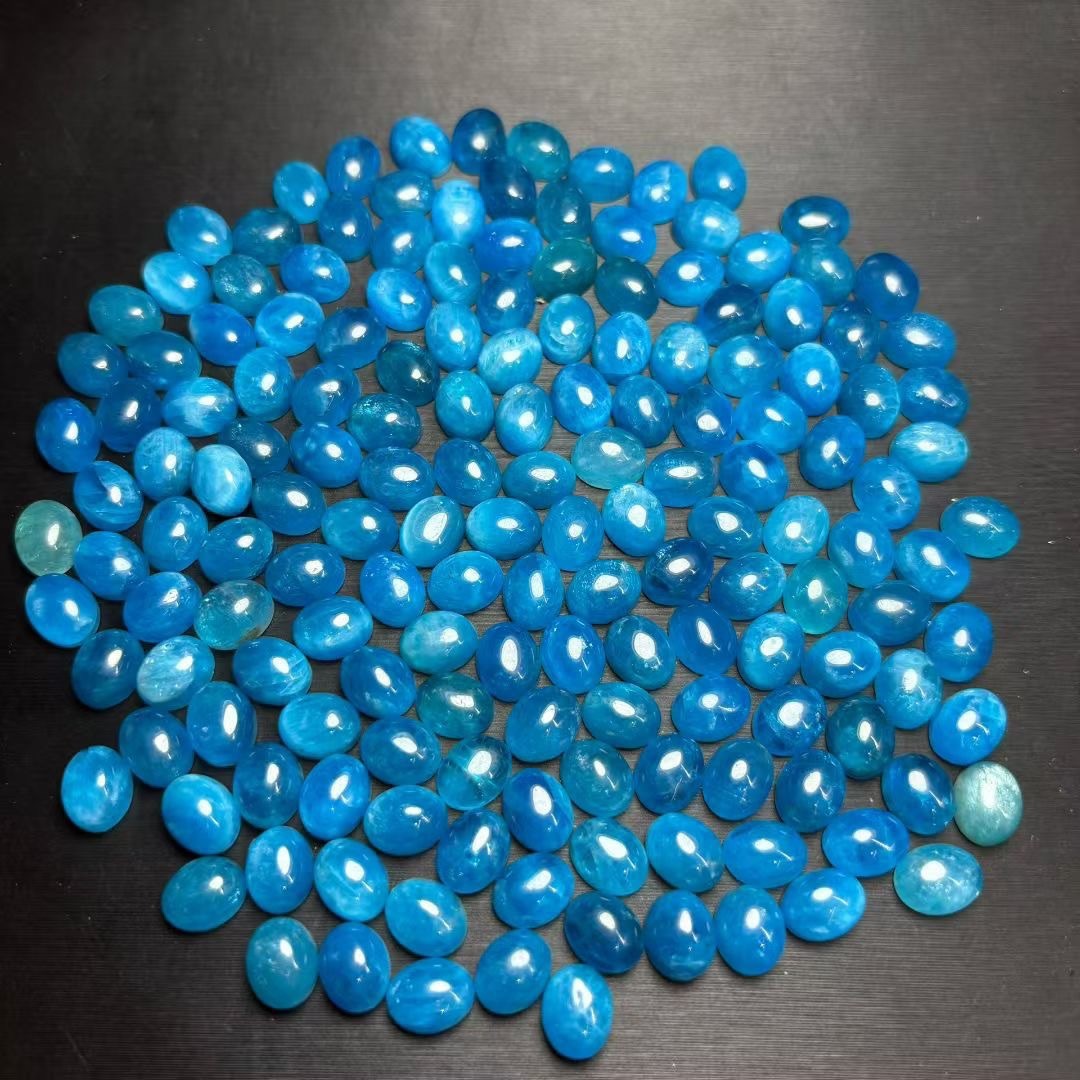 New natural blue phosphorite oval ring bezel, size: 10x12mm
