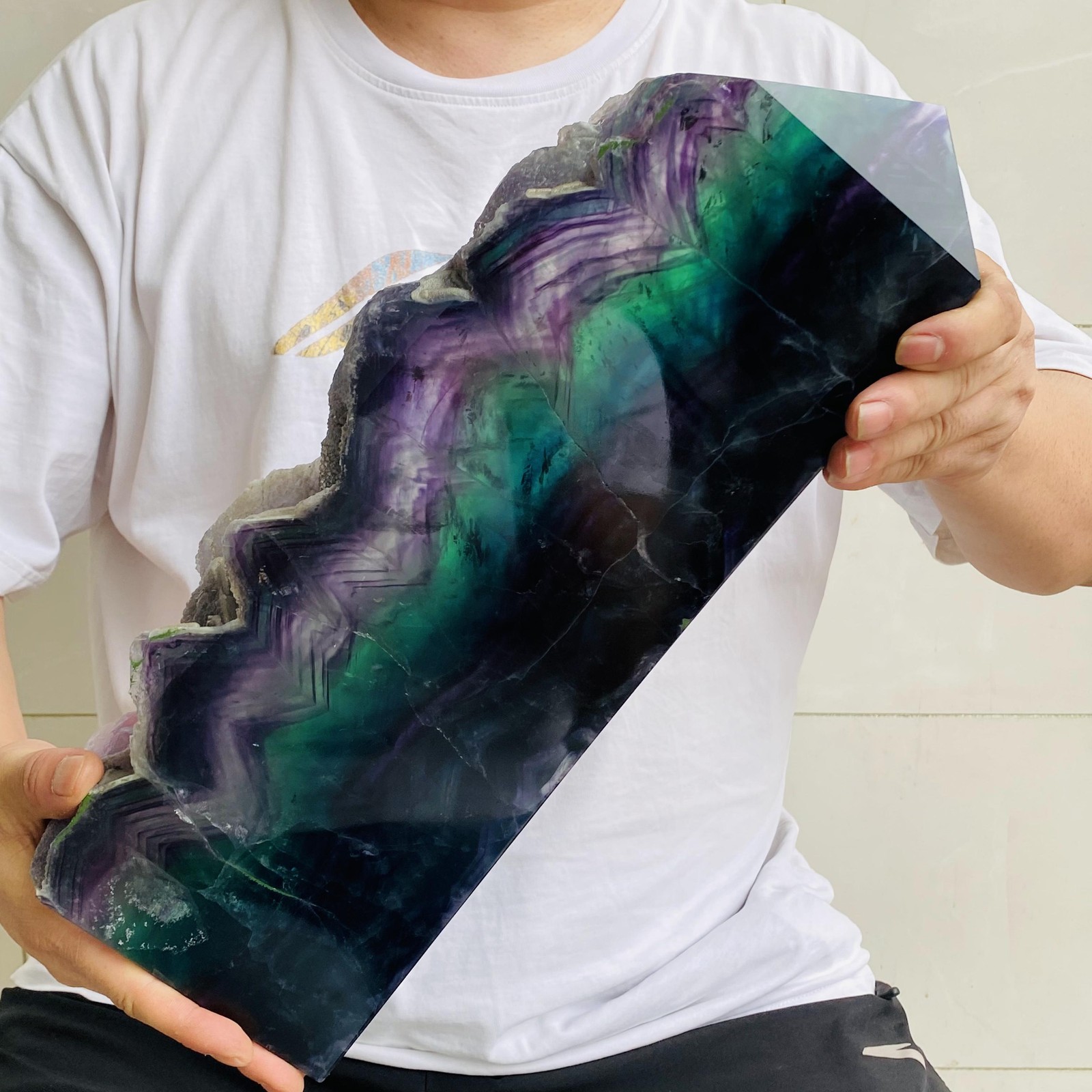 Natural Fluorite Obelisk Quartz Crystal Healing Reiki Wand Tower Point 6820g