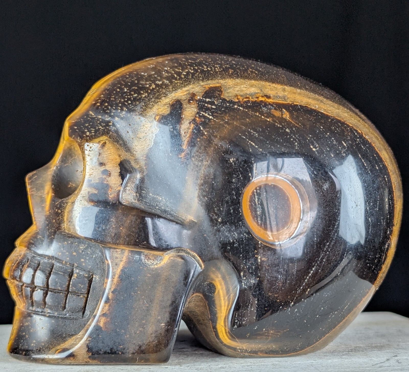 Tiger Eye Skull Crystal Gemstone Large Chakra Reiki Carving Mineral