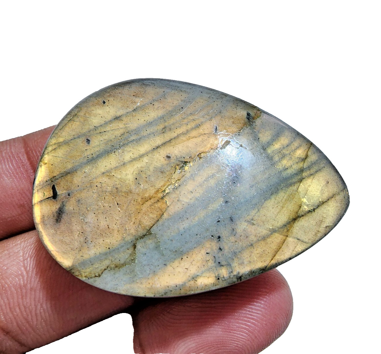 145 Crt Glowing A+ Labradorite Cabochon Pear Shape Gemstone Jewelry For Pendant