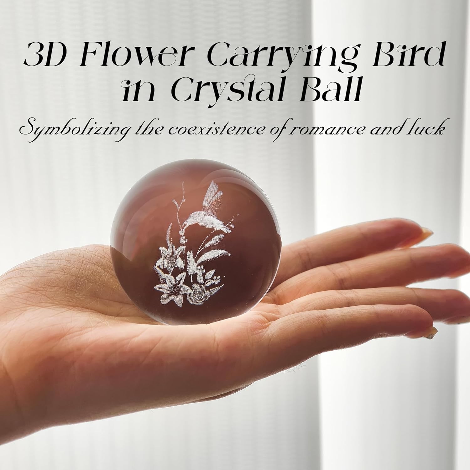 2 Crystal Balls and 2 Silver Stands – 1 Clear Ball and 1 3D Engraved Hummingbird